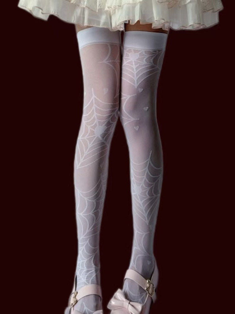 Stockings Web Gothic Colors: Spider (2 Black White) Print