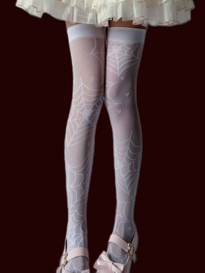 Stockings Web Gothic Colors: Spider (2 Black White) Print