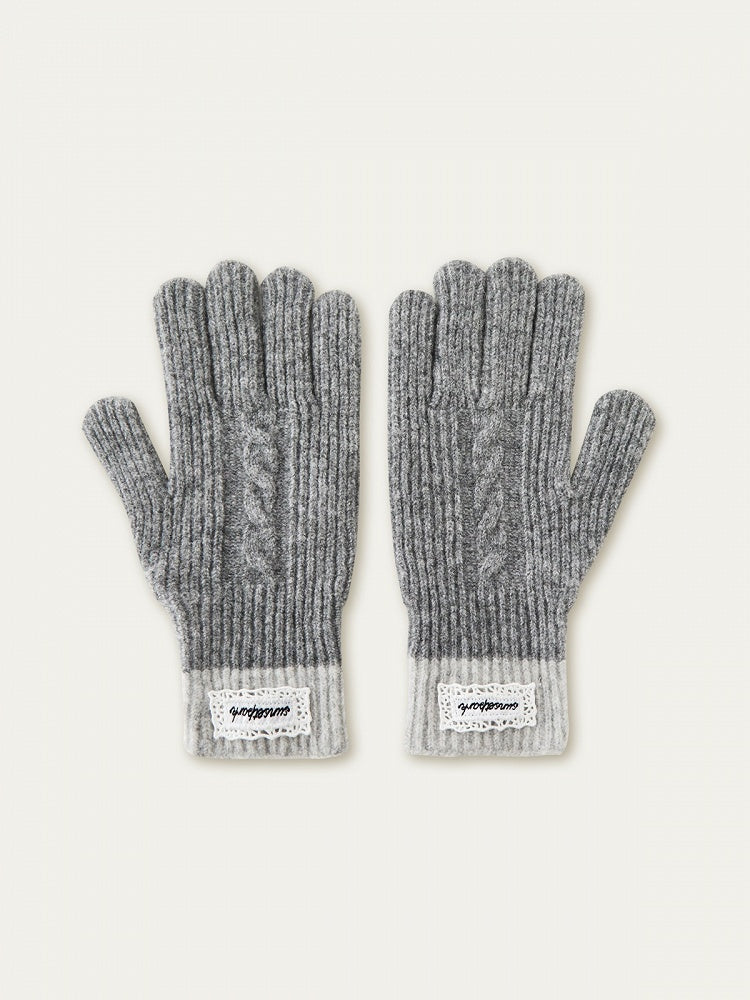 Braided Knit Gloves Kawaii Colors 3