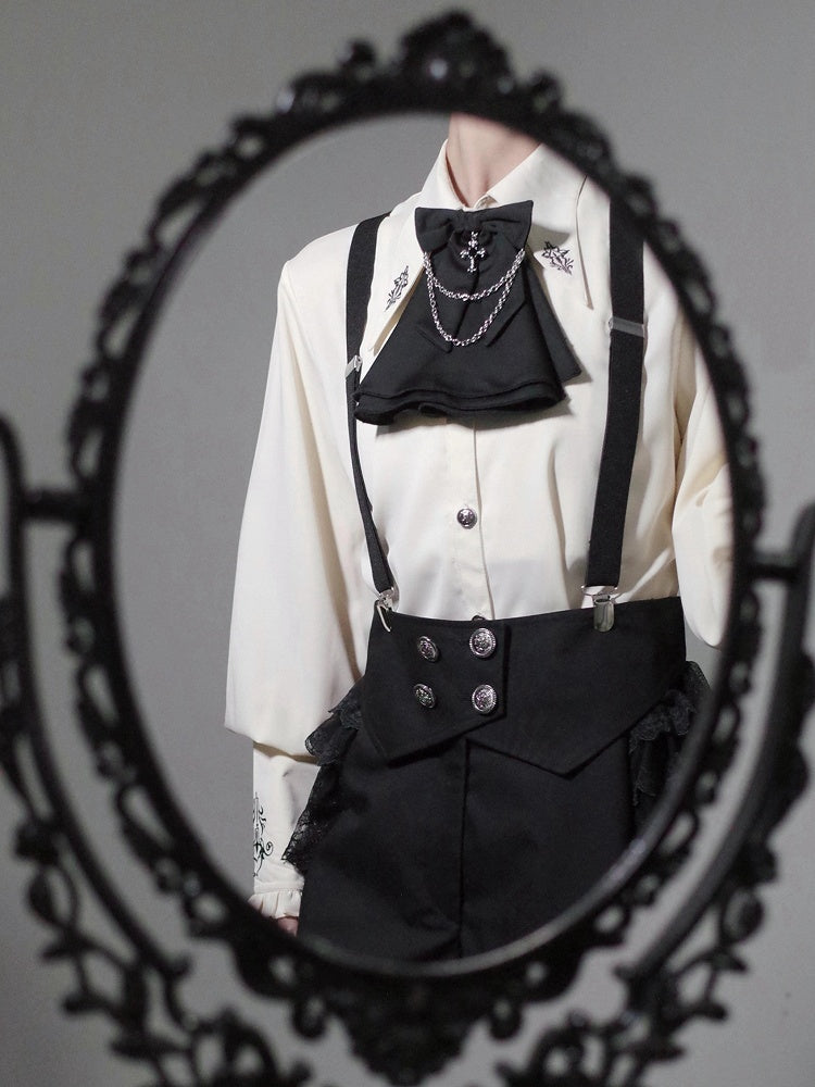 Shirt Embroidery Ouji Pointed Apricot Collar Fashion