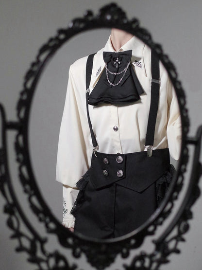 Shirt Embroidery Ouji Pointed Apricot Collar Fashion