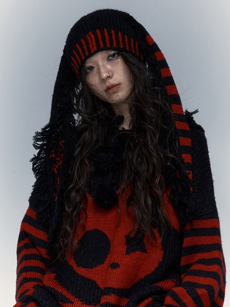 パンクなウサギの耳のニット帽