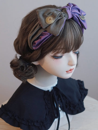 装飾ボタン ビッグKCピン＆リボン パープル