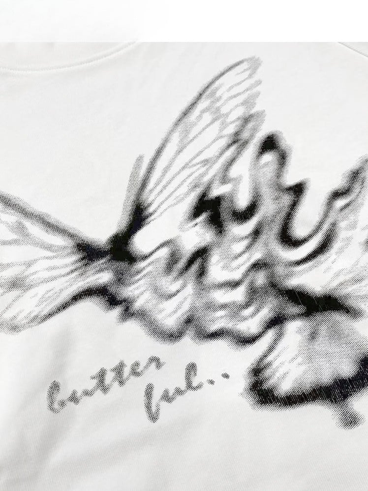 T-shirt Butterfly White Print Glamorous Bittersweet
