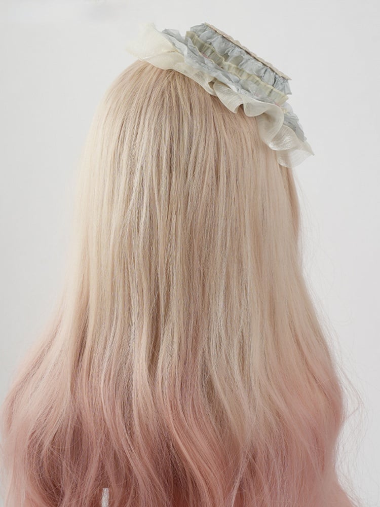 Blue Lolita Woven Design Flower Hat Mini Accents with Pink Sweet