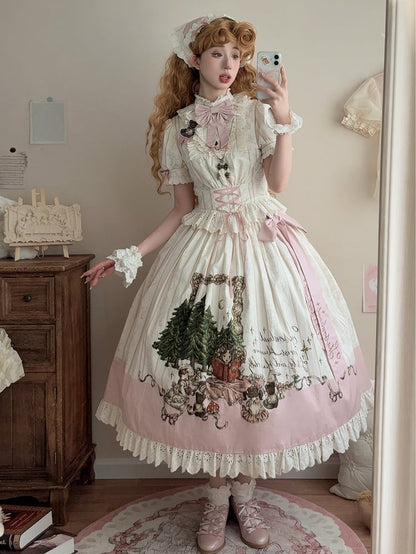 Blouse Available and Short Toys Grils Little Print Sleeves Plus Creamy + Skirt Set Sizes