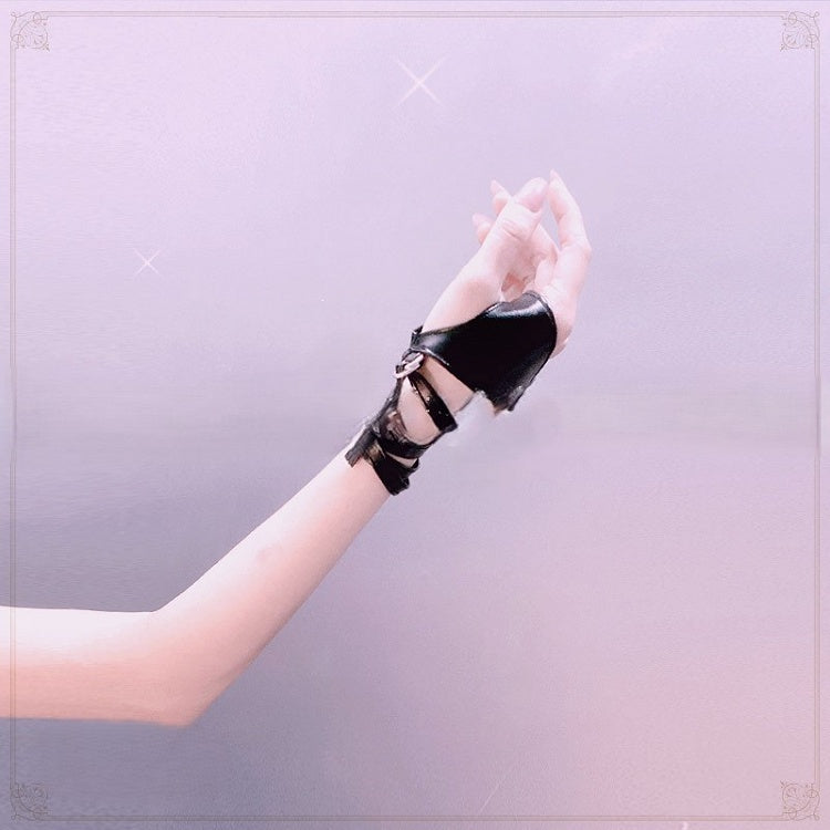 Straps Half Gloves Palm Black With