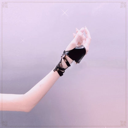 Straps Half Gloves Palm Black With