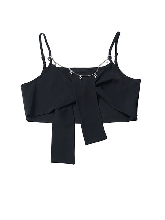 White Asymmetric Hem Herringbone Shirt with Cami Set - PINK SAVIOR