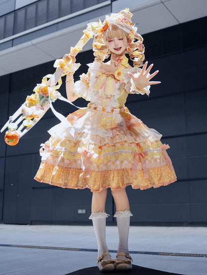 Cake Accents Lolita Kleid mit Schleife, Orange