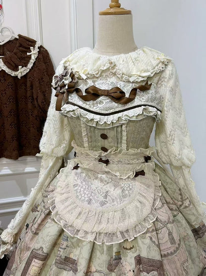 Gepunktete Schürze Tüll Creme