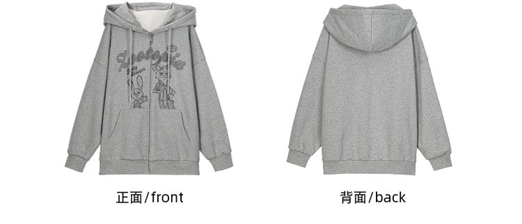 Zootopia Judy und Nick Print Grauer Reißverschluss-Hoodie