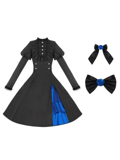 Slit Dress Big Cloak Frilly Ruffle + Gothic