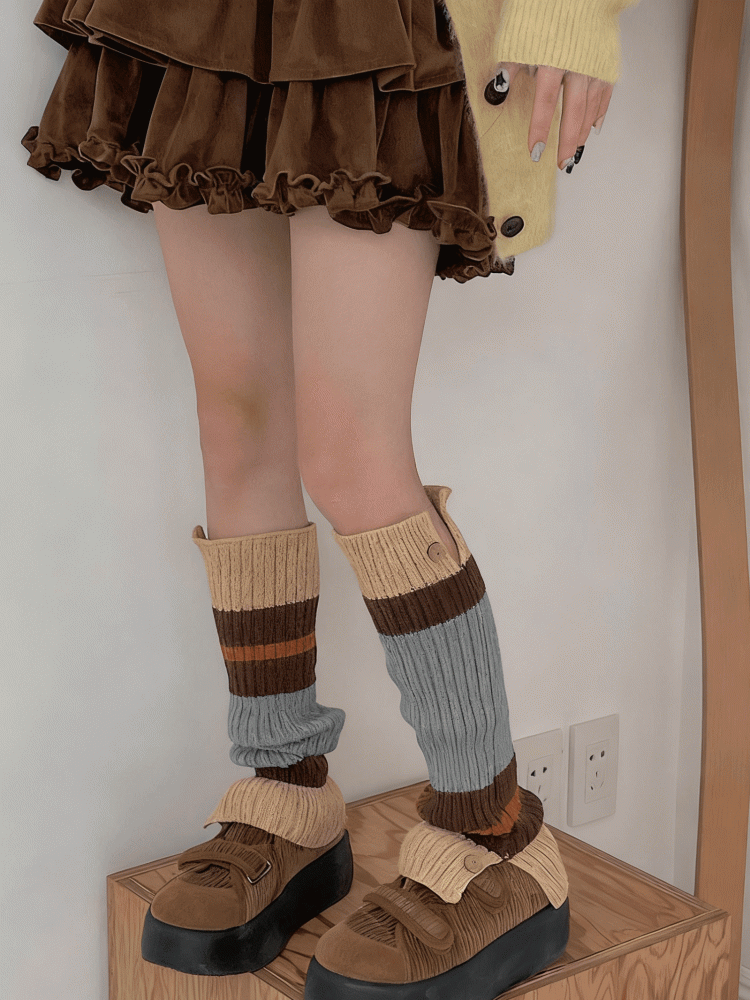 Color 2 Leg Knitted Options Warmers Buttons with