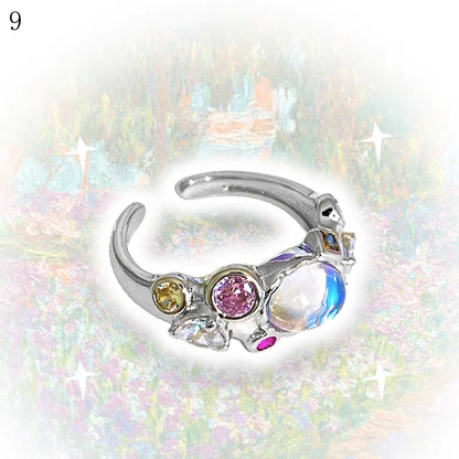 Ring 9 Strass Y2K Bittersüß Verzierte Optionen