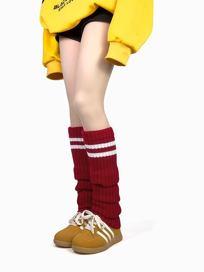 Apricot Overknee-Stulpen mit Streifenmuster, gestrickt