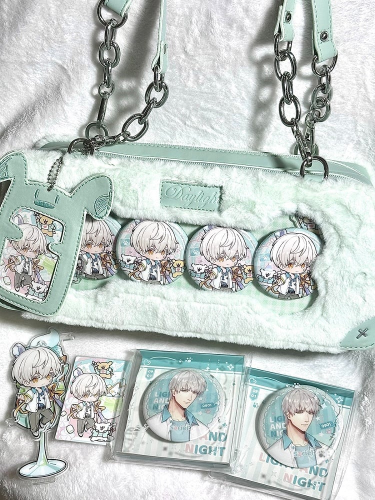 Green Plush Transparent Ita Bag with Puppy Charm - Daylight