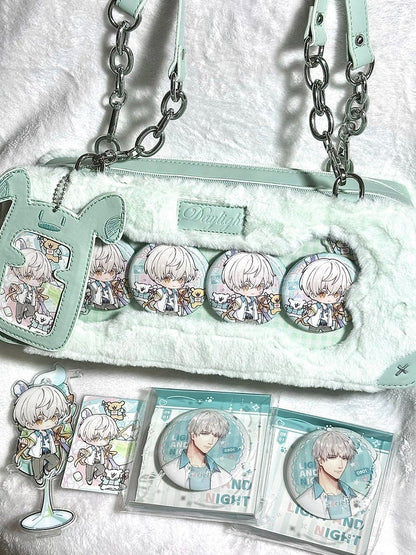 Green Plush Transparent Ita Bag with Puppy Charm - Daylight