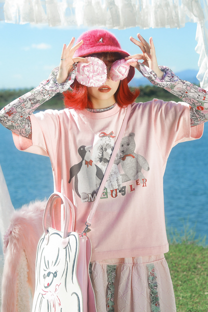 クマペンギンコラージュヴィンテージTシャツ