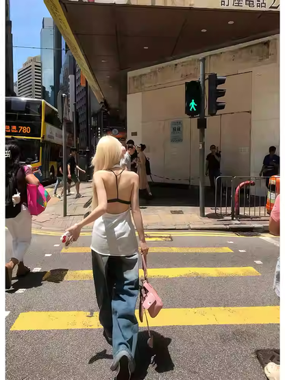 バックレストップ ホワイト ホルターネック グラマラス