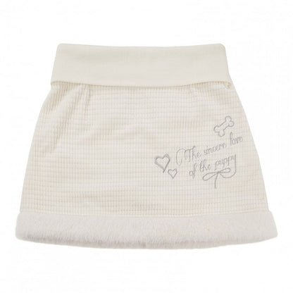 シルバーミニスカート クリームカラーチェック柄刺繍