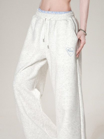 Stickerei Hell Weites Bein Grau Und Schnitt Buchstabenhose Trim Herz Spitze