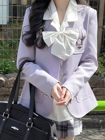 Stil Kragen Beige/Lila/Pink Uniform JK Blazer Preppy Notched