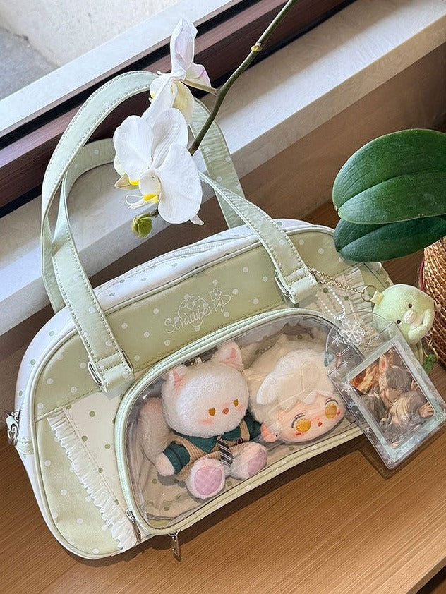 Green Ruffle Polka Dot Ita Shoulder Bag