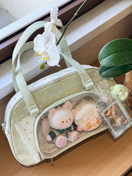 Sac bandoulière Ita vert à volants et pois
