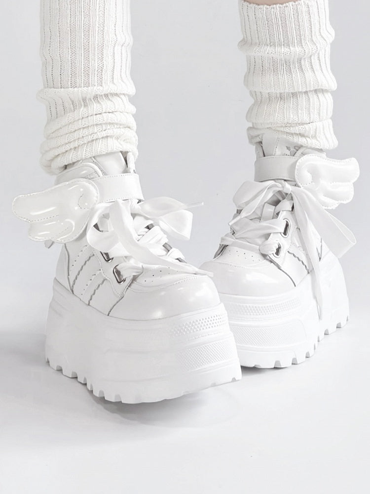 Shoes Accents Wings Gothic Platform Detachable White