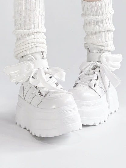 Shoes Accents Wings Gothic Platform Detachable White