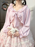 Sweet Pink Lolita Top with Bow and Ruffle Details - NANACO