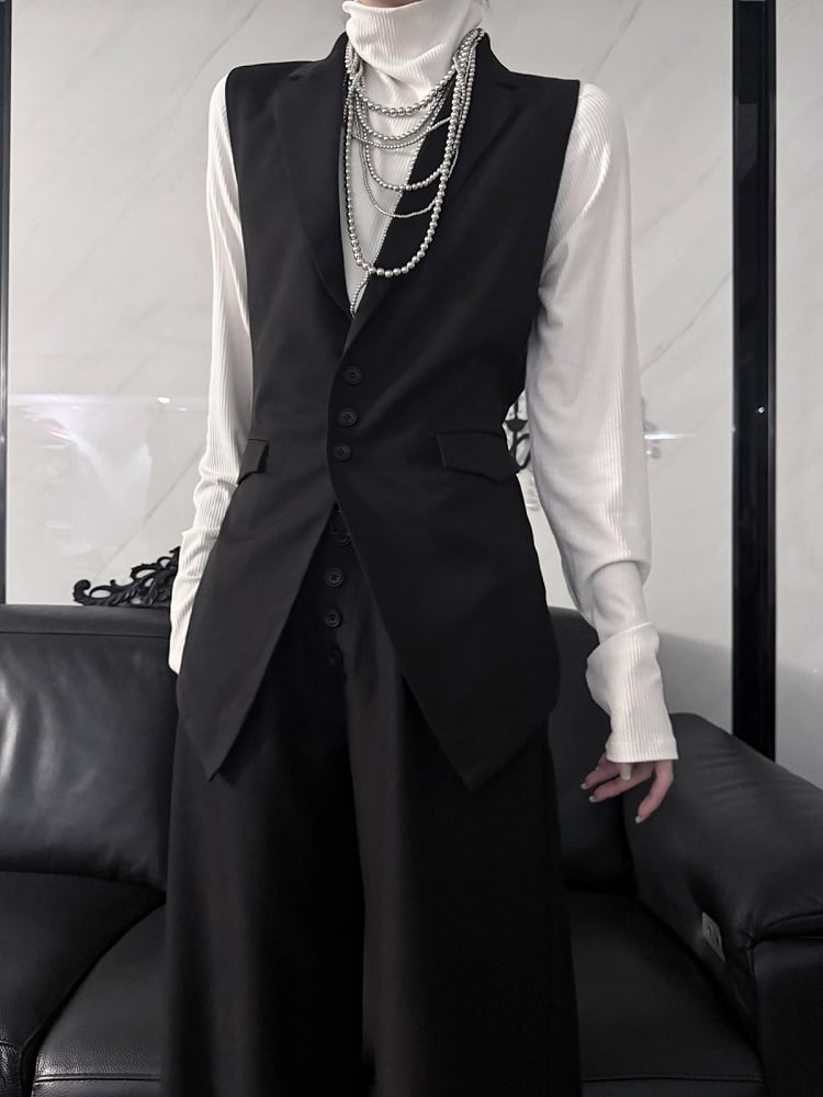 Black Slim-Fit Single-Breasted Waistcoat – Prince Style | Aont