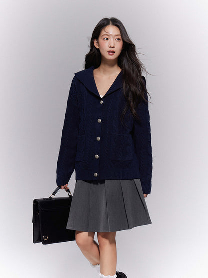 Mini Preppy Pleated Loops Gray Skirt A-Line Low-Waisted Belt with