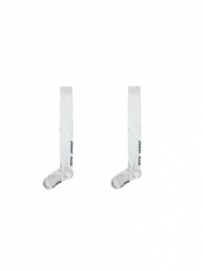 Weiß/Schwarz bedruckte Overknee-Strümpfe