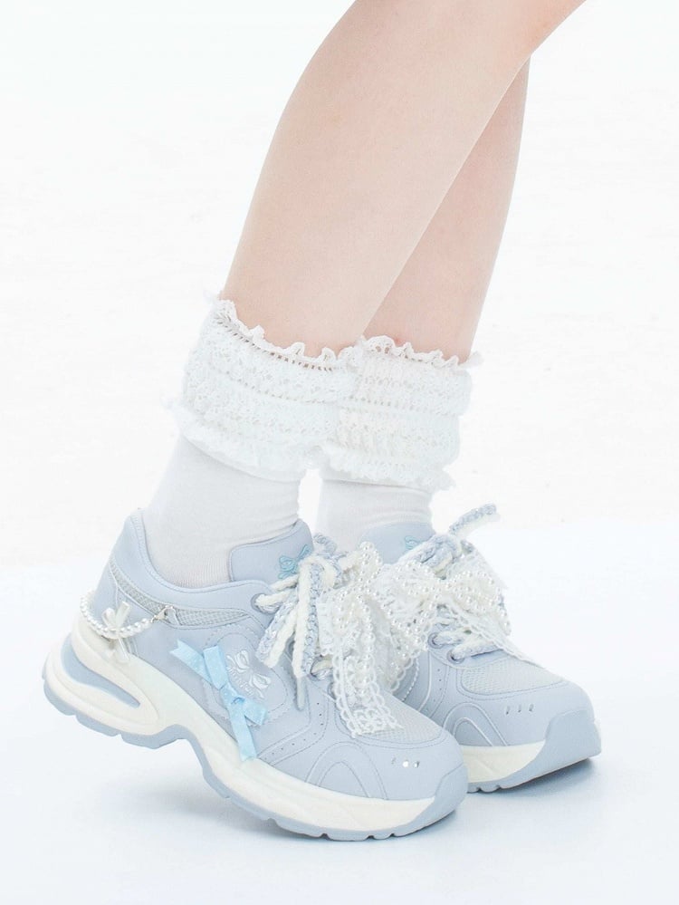 Blue Sweet Decorative Lolita Platform Shoes Bows -