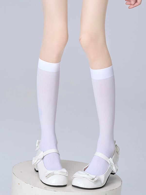 Calf Socks White Velvet 25CM