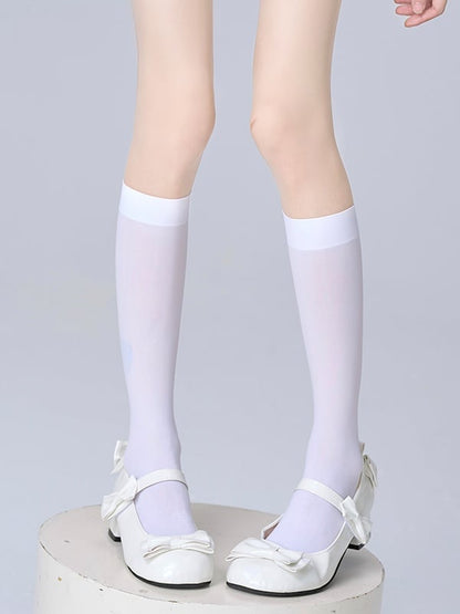 Calf Socks White Velvet 25CM