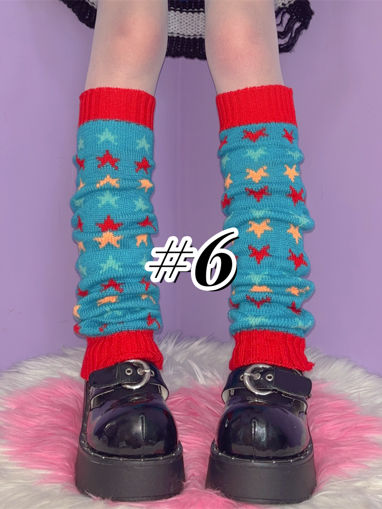 ストライプ柄ニットレッグウォーマー