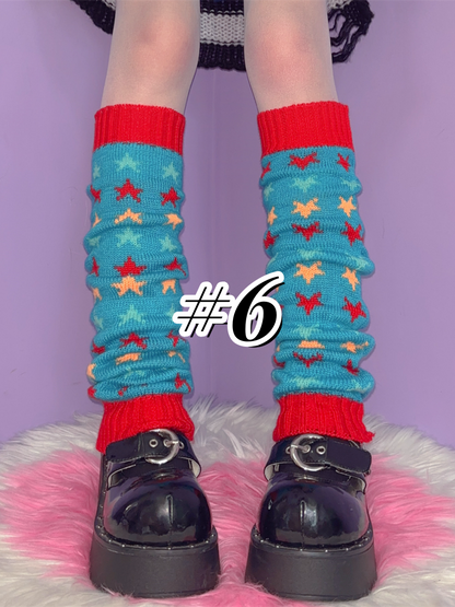 ストライプ柄ニットレッグウォーマー