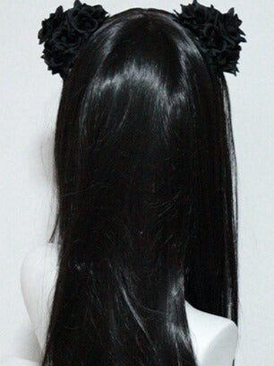 Krone Schwarz/Silber Haarspangen Design Ohr verziert Blumen Bär