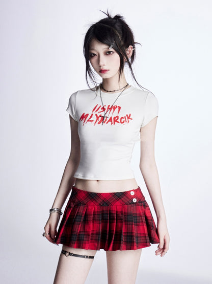 クロップドTシャツ ホワイトレタープリント ビタースウィート