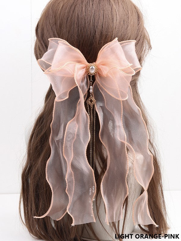 Color Hairclip Options 11 Lolita Organza Tassel Bowknot Pearl