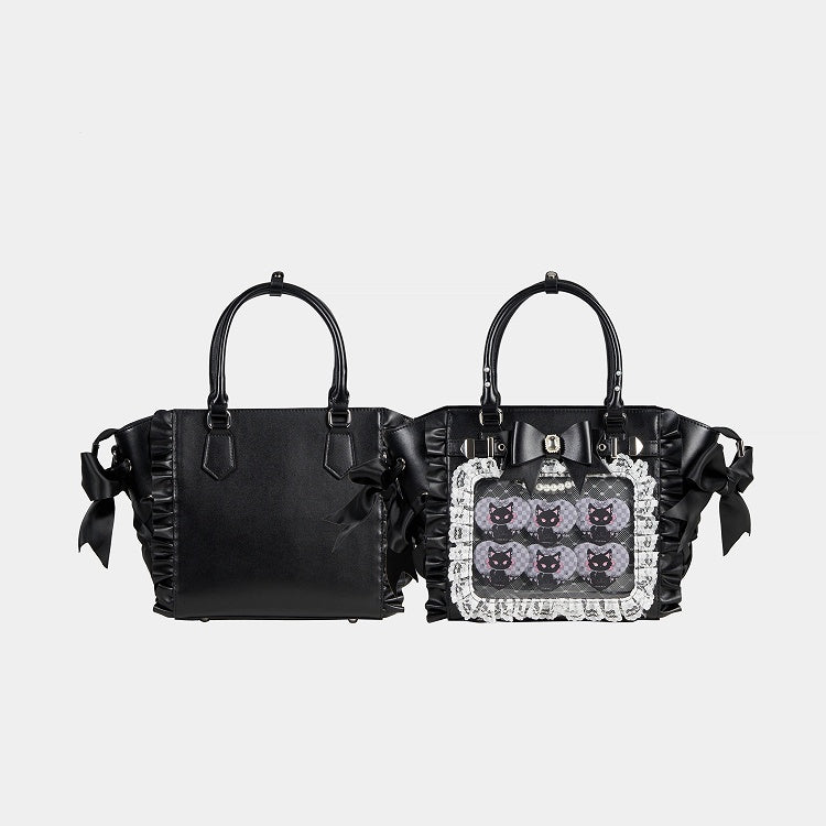 Tote Jirai Kei Trim Capacity – Black Large Ita Lace