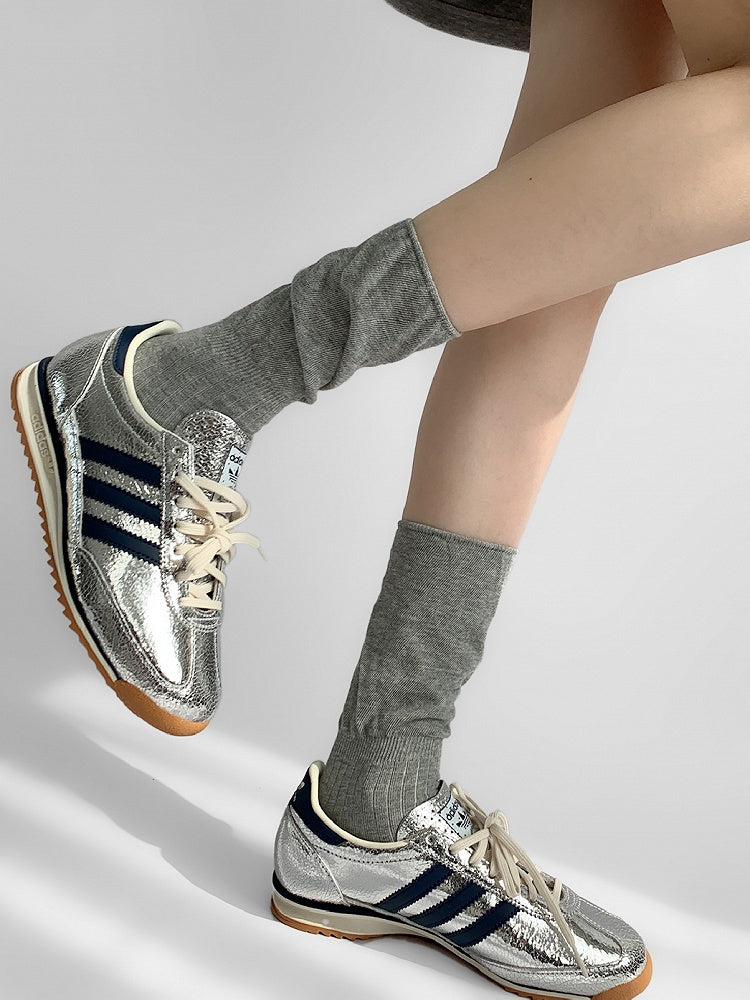 Gray Knitted Calf Socks