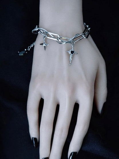 Bracelet Silver Cross Y2K Charm Gothic