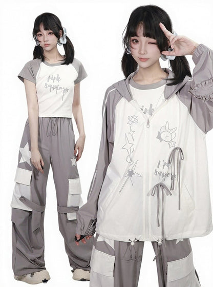 Cool-Touch Cartoon Print Hooded Jacket - PINK SAVIOR