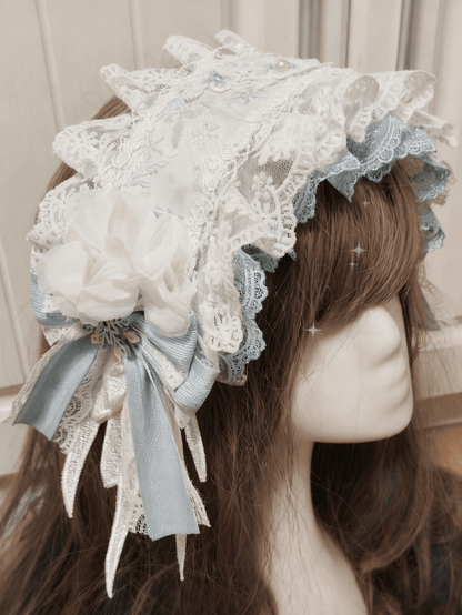 Sweet Pink/Blue Bowknot Lace Lolita Floral Hairclip