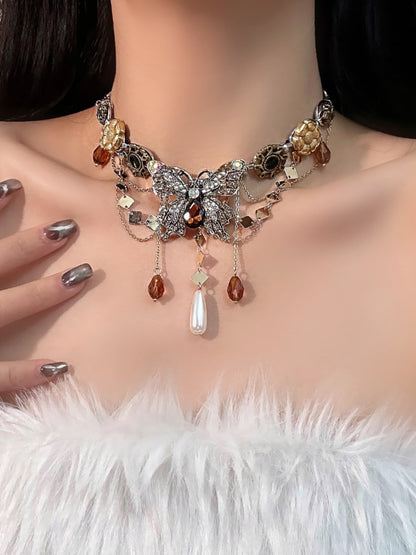 Schmetterling Barock Halskette Bronze Choker