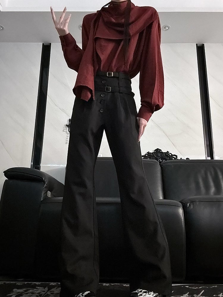 Ouji Spring - Red and Scarf Lolita Elegant Sleeve for Summer Long Wine Neckline Top